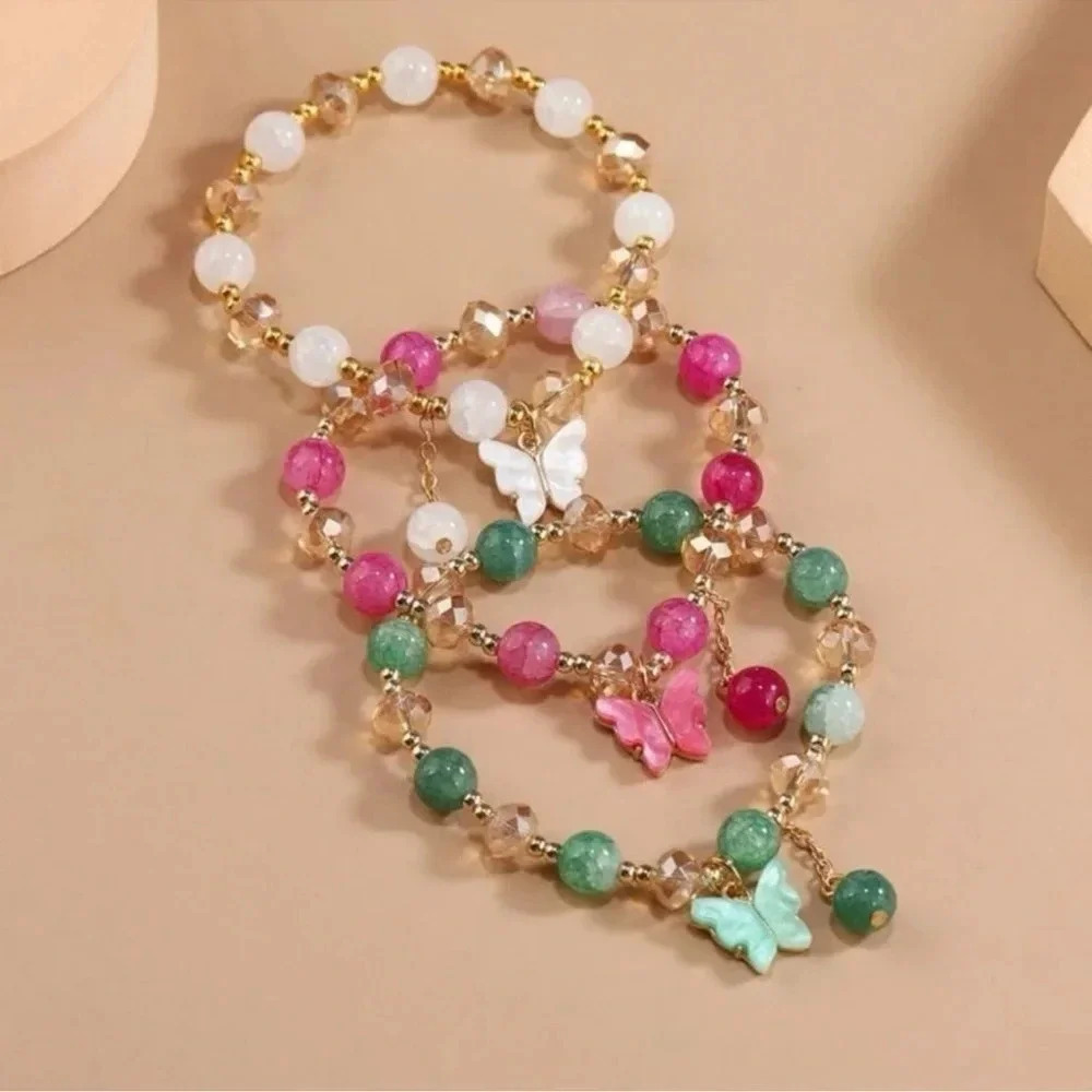 Beaded Butterfly Pendant Bracelet